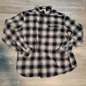 Columbia Plaid Flannel Shirt Mens L Regular Fit Button Up Outdoor Classic Black